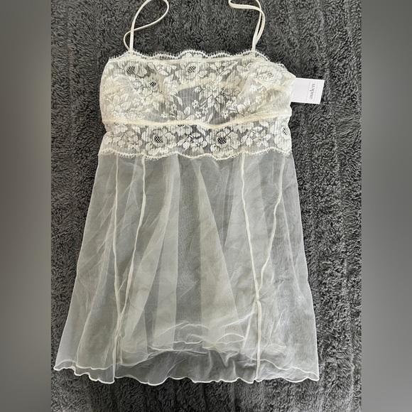 Auden Other - Auden Cream Lace Sheer Top